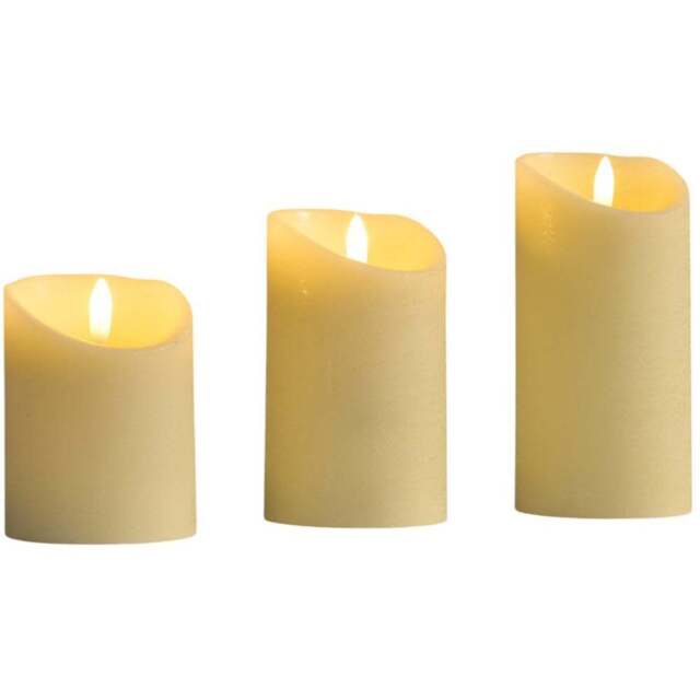 Set of 3 Ivory Flicker LED Candles Ivory - Wilko