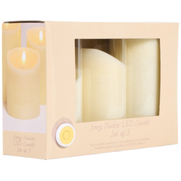 Set of 3 Ivory Flicker LED Candles Ivory - Wilko - thumbnail 5