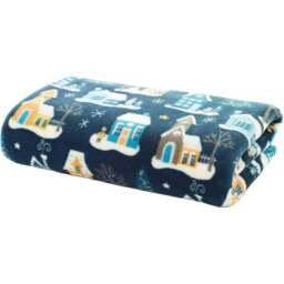 Deyongs Navy Festive Village Christmas Throw 140 x 180cm - Blue - Wilko - thumbnail 1