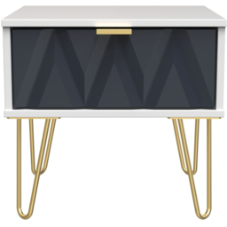 Crowndale Diamond Single Drawer Indigo Matt and White Side Table Ready Assembled - Size: 43 x 45 x 40cm - Indigo Matt & White - Wilko - thumbnail 7