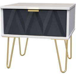 Crowndale Diamond Single Drawer Indigo Matt and White Side Table Ready Assembled - Size: 43 x 45 x 40cm - Indigo Matt & White - Wilko - thumbnail 4