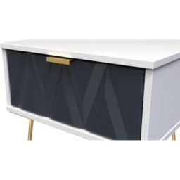 Crowndale Diamond Single Drawer Indigo Matt and White Side Table Ready Assembled - Size: 43 x 45 x 40cm - Indigo Matt & White - Wilko - thumbnail 5
