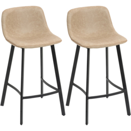 Portland Light Brown Faux Leather Bar Stool Set of 2 - Wilko - thumbnail 3
