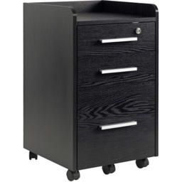 HOMCOM 3 Drawer Black Lockable Mobile Filing Cabinet - Wilko - thumbnail 3