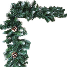 Samuel Alexander Snow King Fir Christmas Garland with Pine Cones 270cm - Green - Wilko