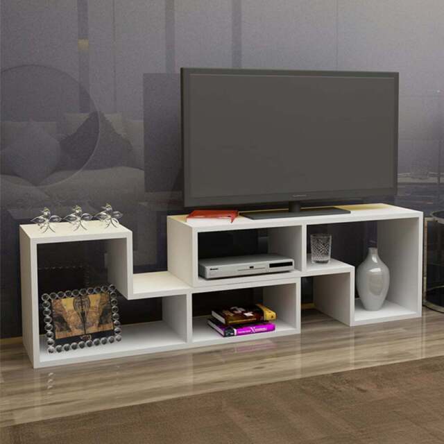 Decorotika Cubicco White Adjustable TV Unit - Size: 40 x 180 x 29.5cm - Wilko - image 1