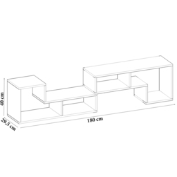 Decorotika Cubicco White Adjustable TV Unit - Size: 40 x 180 x 29.5cm - Wilko - thumbnail 6