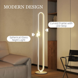 Portland White Dimmable LED Floor Lamp with Night Light and Foot Switch - Size: 145 x 28 x 28cm - Wilko - thumbnail 6