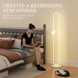Portland White Dimmable LED Floor Lamp with Night Light and Foot Switch - Size: 145 x 28 x 28cm - Wilko - thumbnail 7