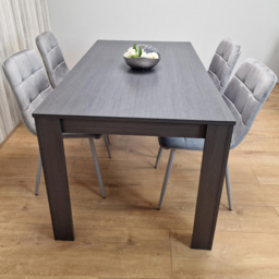Kosy Koala 4 Seater Velvet Arrow Design Dining Set Grey - Portland - Wilko - thumbnail 4