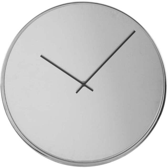 Premier Housewares Bailie Mirror Face Chrome Eound Wall Clock 40cm - Size: 40 x 6 x 40cm - Silver - Wilko - image 1