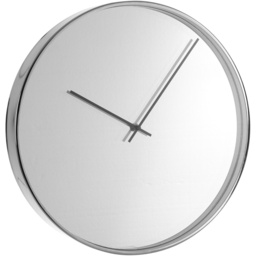 Premier Housewares Bailie Mirror Face Chrome Eound Wall Clock 40cm - Size: 40 x 6 x 40cm - Silver - Wilko - thumbnail 4