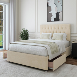 Bedmaster Single Cream Naples Linen 2 Drawer Divan Base with Lona Headboard - Wilko - thumbnail 4