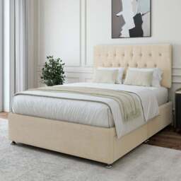 Bedmaster Single Cream Naples Linen 2 Drawer Divan Base with Lona Headboard - Wilko - thumbnail 1