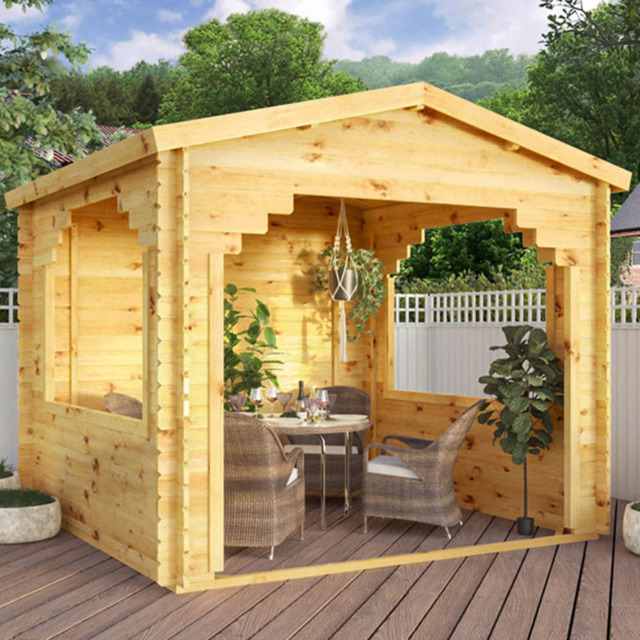 Mercia 3 x 3m Wooden Log Gazebo - Brown - Mercia Garden - Wilko - image 1