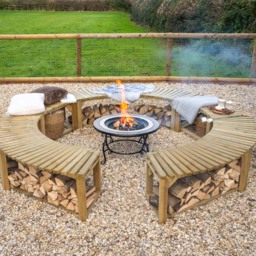 Forest Garden Curved Firepit Bench 2 Pack - Size: 2 Seater - Green - Wilko - thumbnail 6