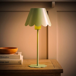 ValueLights Hattie Green Scallop Rechargeable Table Lamp - Size: 40 x 19 x 19cm - Wilko - thumbnail 3