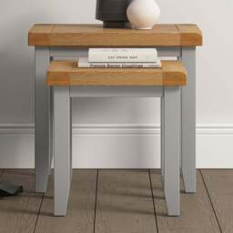 Seconique Windsor Pebble Grey and Oak Nest of Tables Set of 2 - Size: 50 x 54 x 37cm - Pebble Grey/Oak - Wilko