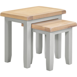 Seconique Windsor Pebble Grey and Oak Nest of Tables Set of 2 - Size: 50 x 54 x 37cm - Pebble Grey/Oak - Wilko - thumbnail 3