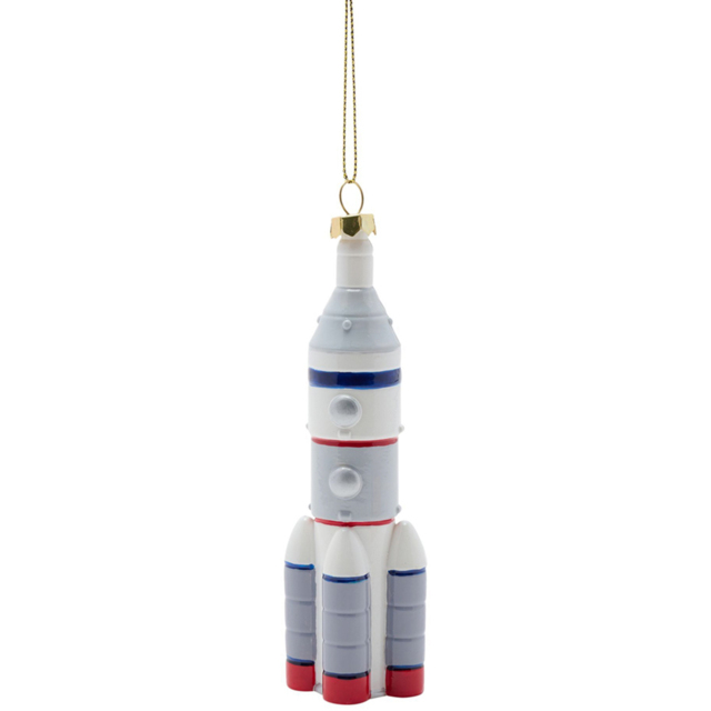 The Seasonal Gift Co. Toy Shop Hanging Rocket Christmas Tree Decoration - Size: 23 x 3.5 x 3.5cm - Grey - Wilko - image 1