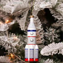 The Seasonal Gift Co. Toy Shop Hanging Rocket Christmas Tree Decoration - Size: 23 x 3.5 x 3.5cm - Grey - Wilko - thumbnail 3