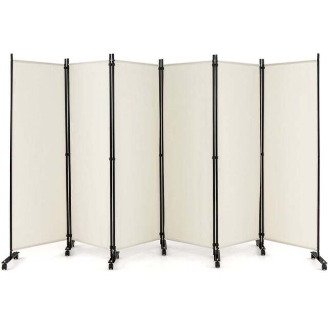 Costway 6 Panel White Room Divider on Wheels - Size: 109 x 16 x 13cm - Wilko - image 1