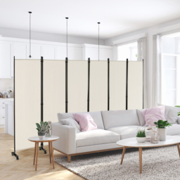 Costway 6 Panel White Room Divider on Wheels - Size: 109 x 16 x 13cm - Wilko - thumbnail 4
