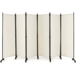 Costway 6 Panel White Room Divider on Wheels - Size: 109 x 16 x 13cm - Wilko - thumbnail 1