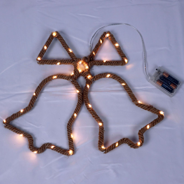 Shatchi 33 Warm White LED Bells Hemp Rope Lights - Brown - Wilko - image 1