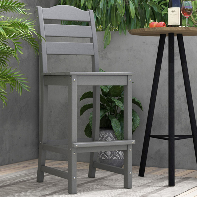 Costway Grey Bar Stool with Backrest and Footrest - Size: 122 x 51 x 11cm - Wilko - image 1