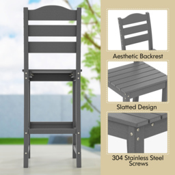 Costway Grey Bar Stool with Backrest and Footrest - Size: 122 x 51 x 11cm - Wilko - thumbnail 7