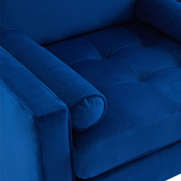 Living and Home Blue Linen Mid-Century Armchair with Armrest Pillows - Size: 81 x 83 x 73cm - Wilko - thumbnail 6