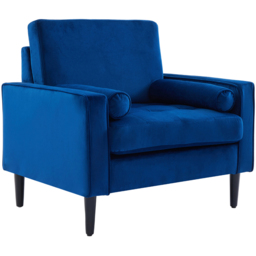Living and Home Blue Linen Mid-Century Armchair with Armrest Pillows - Size: 81 x 83 x 73cm - Wilko - thumbnail 3