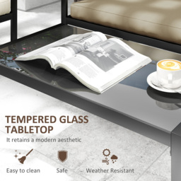 Outsunny 4 Seater Khaki Garden Sofa Set with Tempered Glass Coffee Table - Cream - Wilko - thumbnail 7