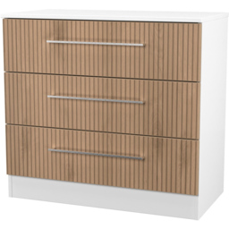 Crowndale Worcester 3 Drawer Slatt Effect and White Chest of Drawers Ready Assembled - Slatt Effect & White - Wilko - thumbnail 4