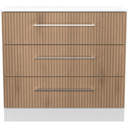 Crowndale Worcester 3 Drawer Slatt Effect and White Chest of Drawers Ready Assembled - Slatt Effect & White - Wilko - thumbnail 3