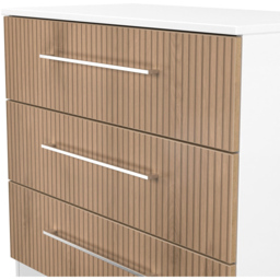 Crowndale Worcester 3 Drawer Slatt Effect and White Chest of Drawers Ready Assembled - Slatt Effect & White - Wilko - thumbnail 7