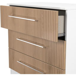 Crowndale Worcester 3 Drawer Slatt Effect and White Chest of Drawers Ready Assembled - Slatt Effect & White - Wilko - thumbnail 6
