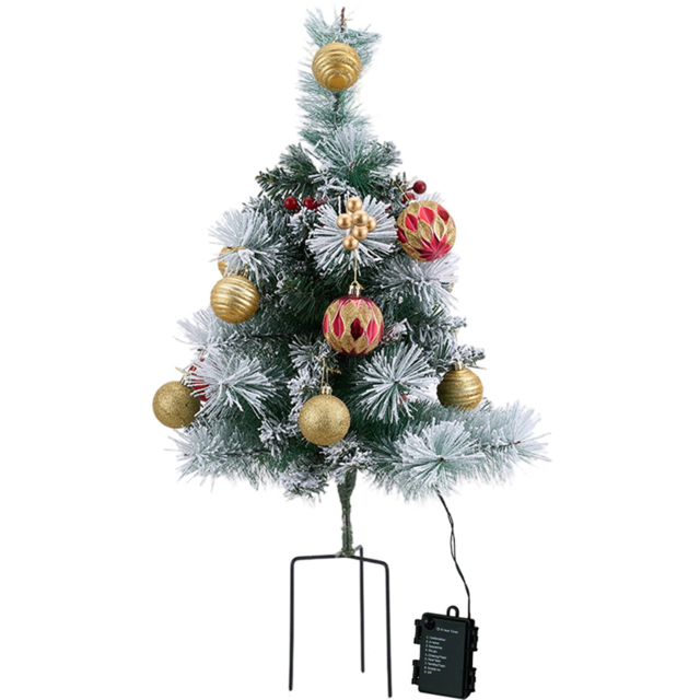 Living and Home Pre-Lit Artificial Christmas Tree with Berries and Baubles 2.2ft 2 Pack - Multi - Wilko - image 1