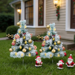 Living and Home Pre-Lit Artificial Christmas Tree with Berries and Baubles 2.2ft 2 Pack - Multi - Wilko - thumbnail 3