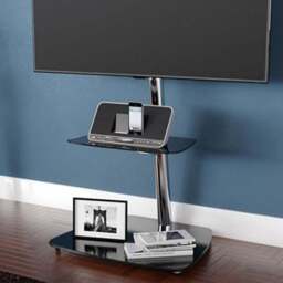 AVF Iseo Black Glass Pedestal TV Unit - Size: 56.9 x 60 x 121cm - Wilko - thumbnail 1