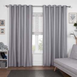 Grey Kids Blackout Eyelet Curtains 168cm - Size: W 168 x D 229cm - Wilko