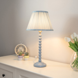 ValueLights Bobbins Blue Stripe Shade Powder Blue LED Table Lamp - Size: 52 x 27 x 27cm - Wilko - thumbnail 3