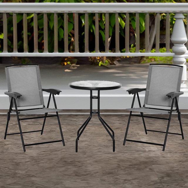 Outsunny 3 Piece Bistro Set Grey - Size: 2 Seater - Wilko - image 1