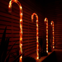 Samuel Alexander Red and White Stripe Christmas Candy Cane LED Garden Stake Light XL 4 Pack - Size: 86 x 150 x 86cm - Multi - Wilko - thumbnail 4