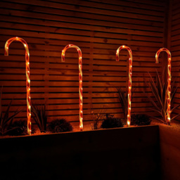 Samuel Alexander Red and White Stripe Christmas Candy Cane LED Garden Stake Light XL 4 Pack - Size: 86 x 150 x 86cm - Multi - Wilko - thumbnail 7