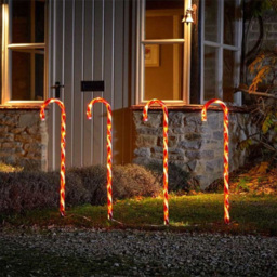 Samuel Alexander Red and White Stripe Christmas Candy Cane LED Garden Stake Light XL 4 Pack - Size: 86 x 150 x 86cm - Multi - Wilko - thumbnail 1