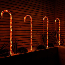 Samuel Alexander Red and White Stripe Christmas Candy Cane LED Garden Stake Light XL 4 Pack - Size: 86 x 150 x 86cm - Multi - Wilko - thumbnail 6