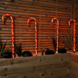 Samuel Alexander Red and White Stripe Christmas Candy Cane LED Garden Stake Light XL 4 Pack - Size: 86 x 150 x 86cm - Multi - Wilko - thumbnail 5