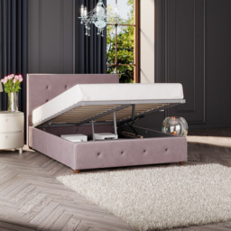 Laurence Llewelyn-Bowen Hesper King Size Blush Plush Velvet Ottoman Bed - Pink - Wilko - thumbnail 3